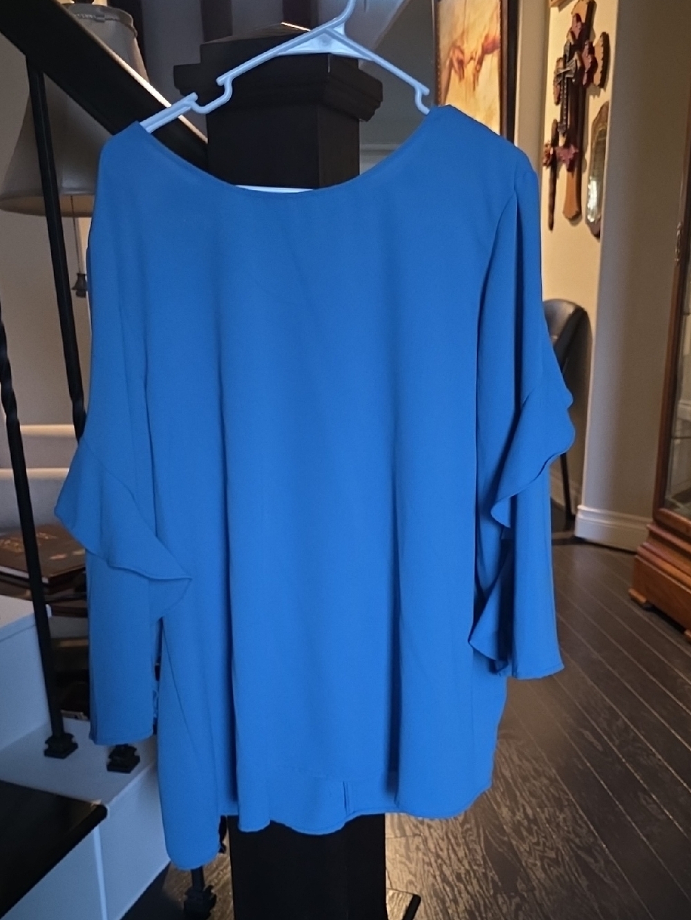 Alfani Royal Blue Ruffle-Sleeve Blouse